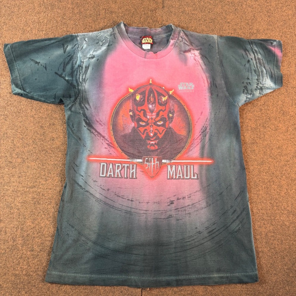 A+ Vintage Star Wars Episode 1 Darth Maul Sith T-Shirt Large All Over Print Red